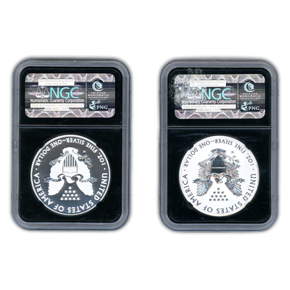 2013 W Silver Eagle West Point Early Releases 2 pc Set - NGC SP/PF 70 Black Core Label Sight White - CoinsTV