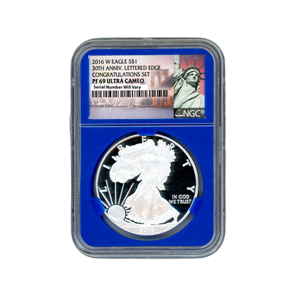 2016 W Silver Eagle - Lettered Edge Congratulations Set - NGC PF69 Ultra Cameo - CoinsTV
