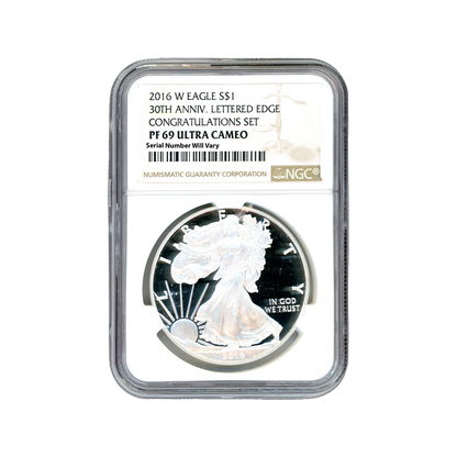 2016 W Silver Eagle - Lettered Edge Congratulations Set - NGC PF69 Ultra Cameo - CoinsTV