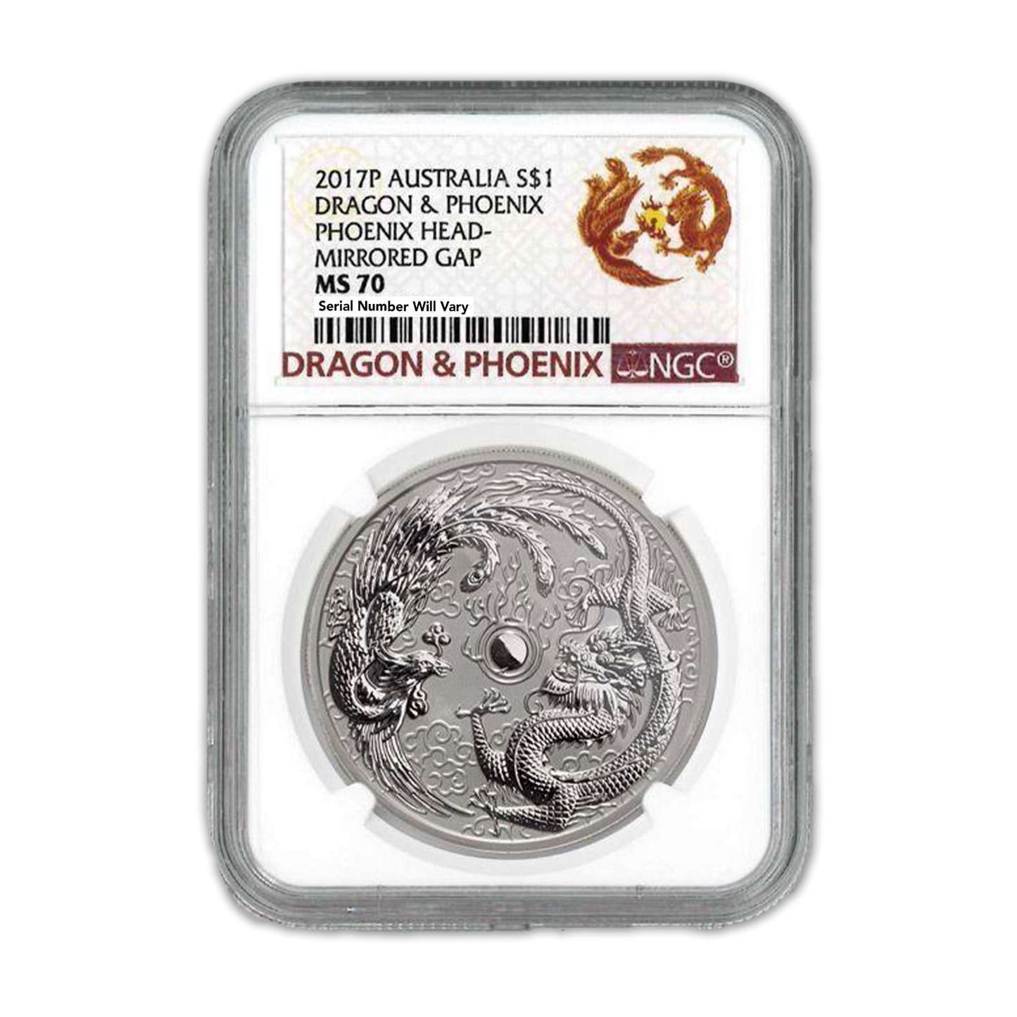 2017 Dragon & Phoenix Error 1 Oz Silver - Perth Mint - Business Strike  - NGC MS70