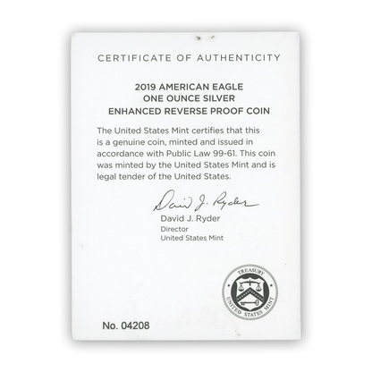 2019-S Silver Eagle Dollar San Francisco NGC PF69 Enhanced Reverse First Releases Trolley Label - CoinsTV