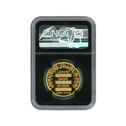 2019 Apollo 11 50th Ann. Robbins Medal Restrike - Collins Sign. - NGC PF70 UCAM FDOI 1 oz Gold - CoinsTV