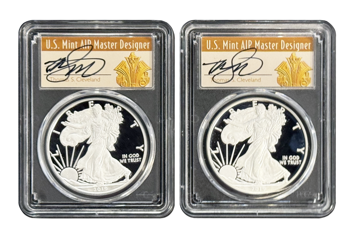 2019 W Proof Silver Eagle Two-piece Set- PCGS PR70 DCAM- Cleveland Signature FDOI-Washington DC & Philadelphia Release - CoinsTV