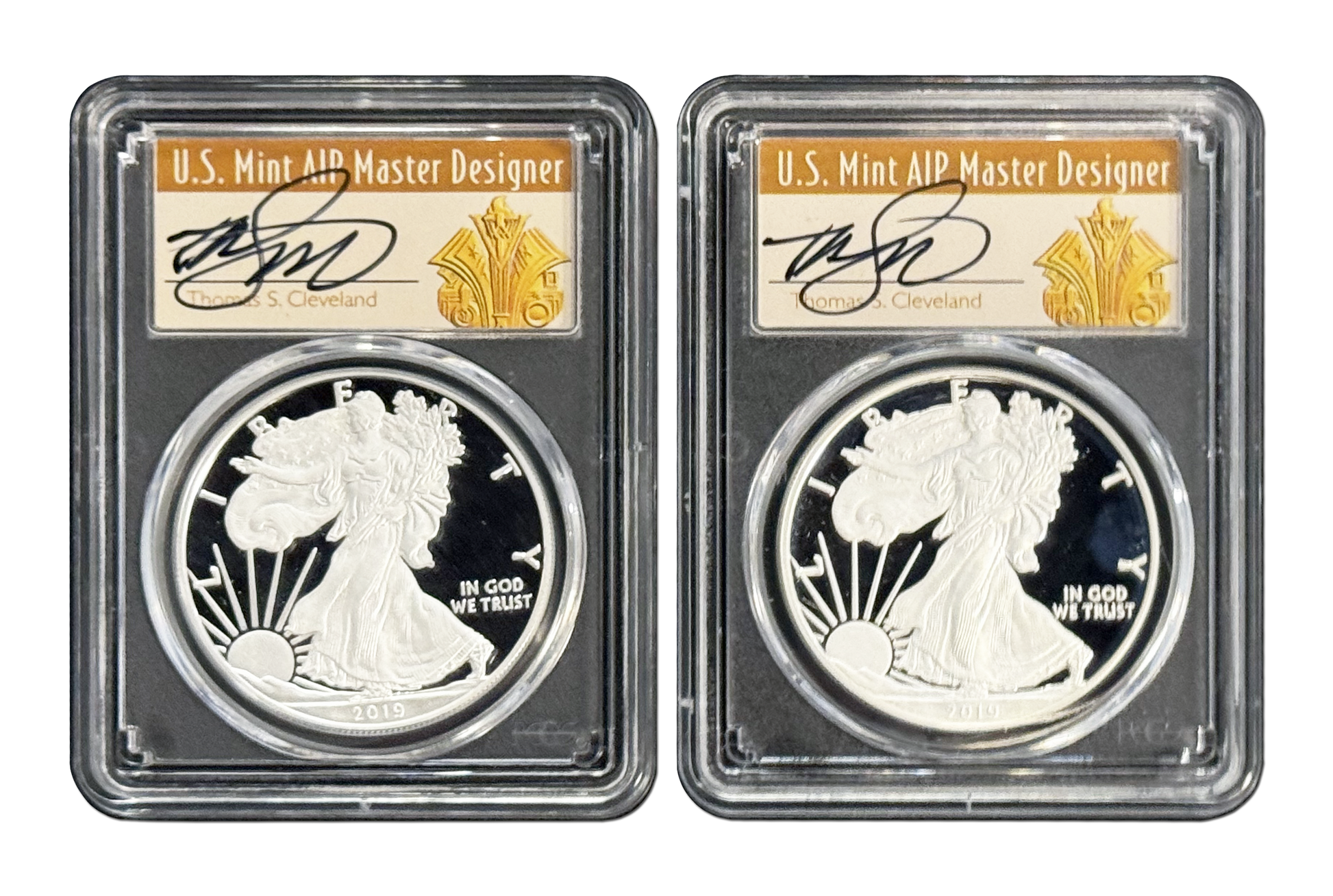 2019 W Proof Silver Eagle Two-piece Set- PCGS PR70 DCAM- Cleveland Signature FDOI-Washington DC & Philadelphia Release - CoinsTV