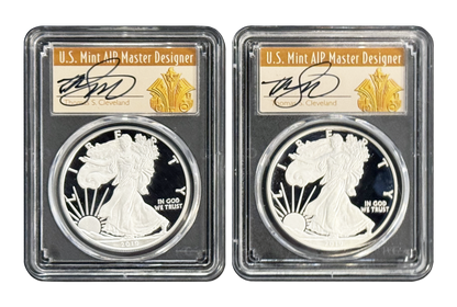 2019 W Proof Silver Eagle Two-piece Set- PCGS PR70 DCAM- Cleveland Signature FDOI-Washington DC & Philadelphia Release - CoinsTV