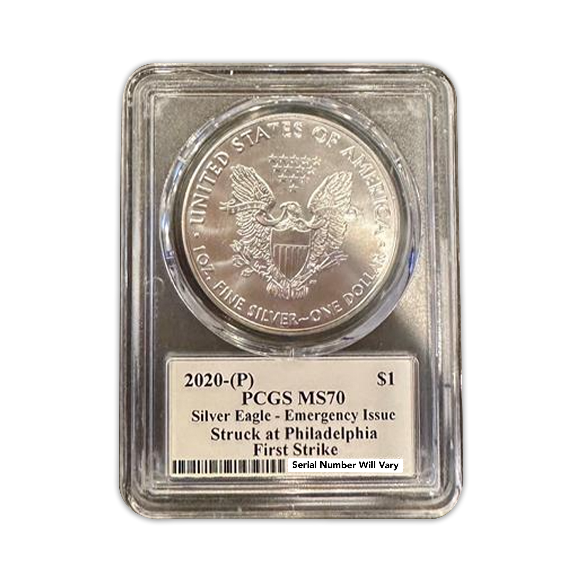 2020 (P) Silver Eagle - Business Strike - Type 1 Emergency Production - PCGS MS70 First Strike- Thomas Cleveland Signature label - CoinsTV