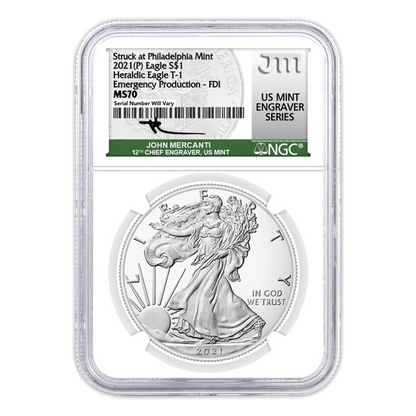 2021 P Silver Eagle - Type 1 - Business Strike - Philadelphia - NGC MS70 First Day of Issue Mercanti Label