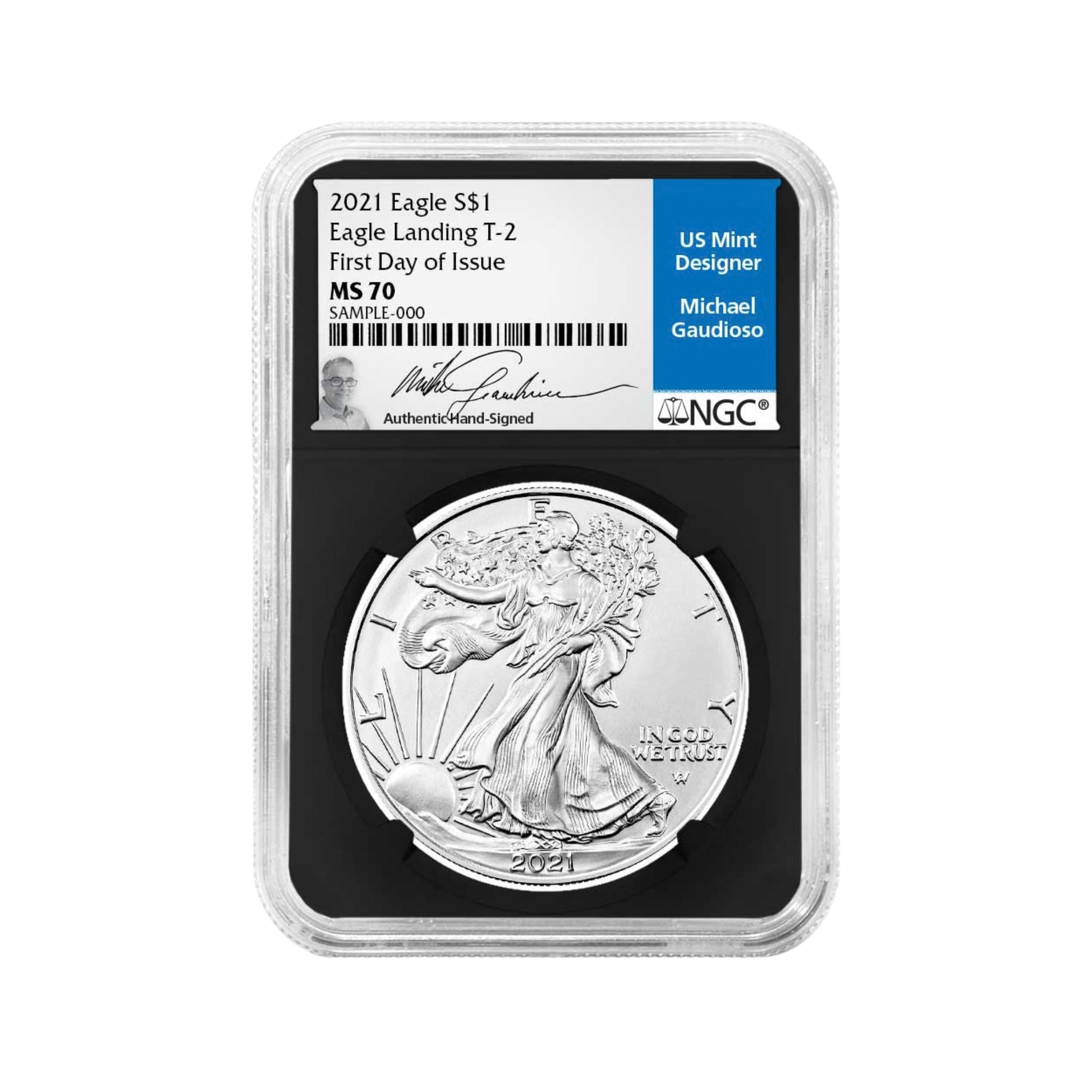 2021 Silver Eagle Type 2 - Michael Gaudioso Signature - NGC MS70 FDI Blue Label - CoinsTV