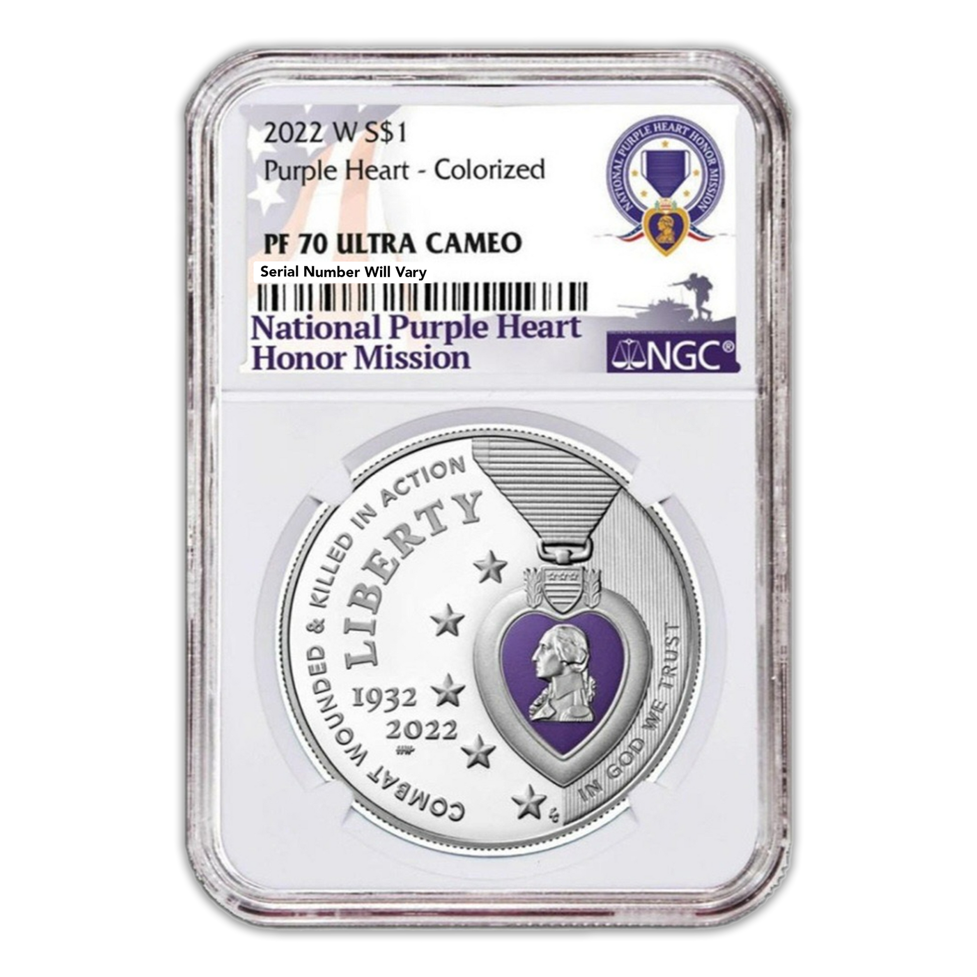 2022 National Purple Heart Hall of Honor Silver - Colorized - NGC PF70  Ultra Cameo - CoinsTV