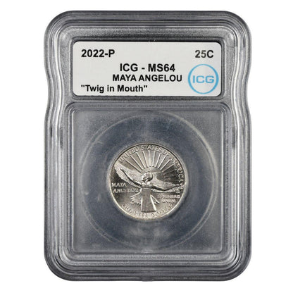 2022-P Maya Angelou Quarter ICG MS64 "Twig in Mouth" Error