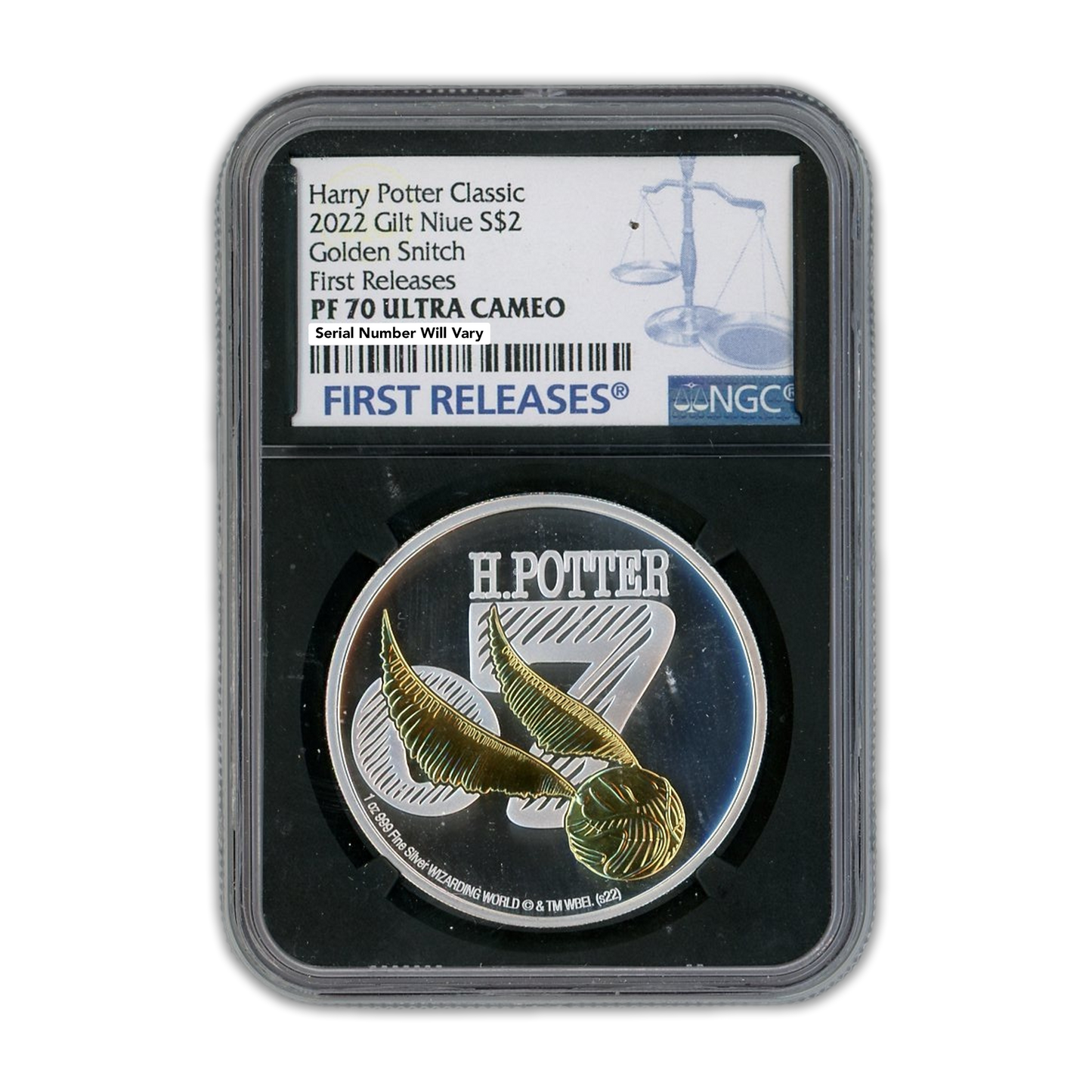 2022 Harry Potter Golden Snitch 1 Oz Silver NGC PF70 Ultra Cameo First Releases - CoinsTV