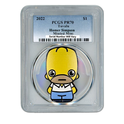 2022 1 oz Homer Simpson Mini Shaped Silver - PCGS PR70 Minted Mini - CoinsTV
