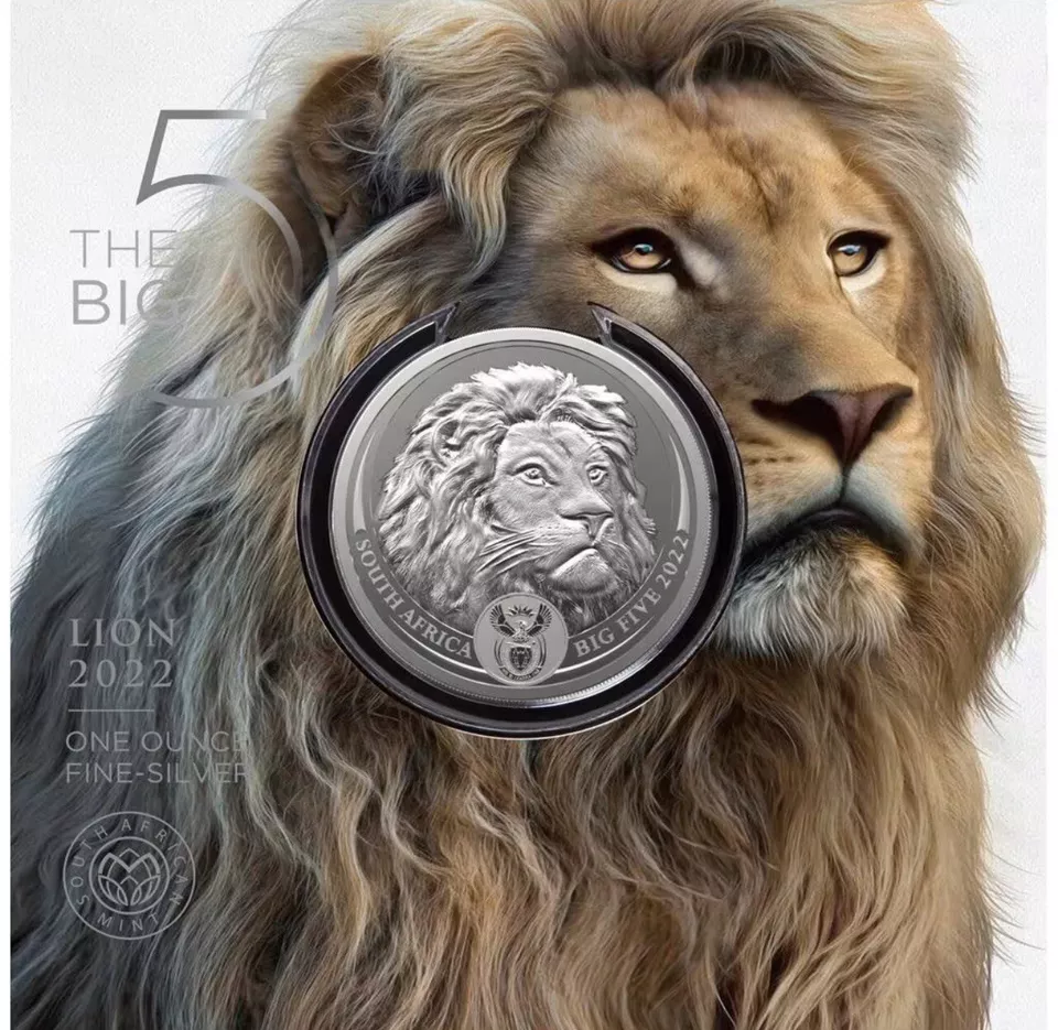 2022 South Africa Big 5 Lion BU 1 oz Silver Coin - CoinsTV