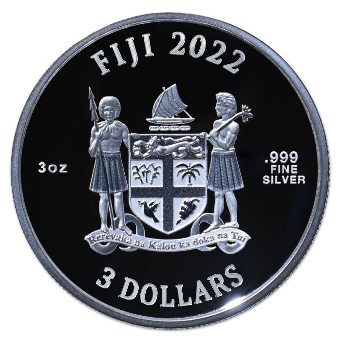 2022 Fiji Blue Marble Domed 3 oz Silver Colorized Proof Coin - CoinsTV