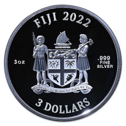2022 Fiji Blue Marble Domed 3 oz Silver Colorized Proof Coin - CoinsTV
