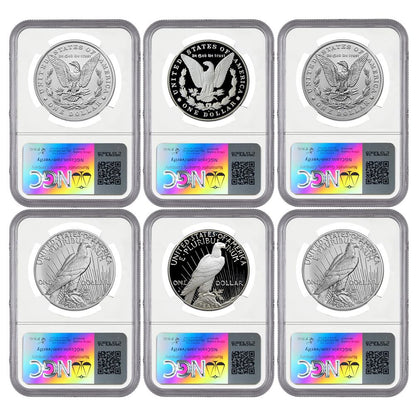 2023 Morgan & Peace Dollar 6 pc Set - NGC MS/PF/RP70