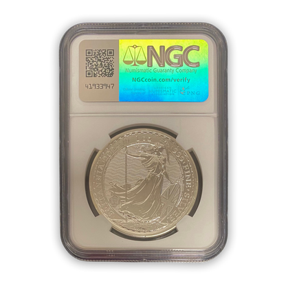 2024 Great Britain Britannia King Charles lll - Obverse Struck Thru Mint Error - 1 oz Silver NGC MS69 FDOI