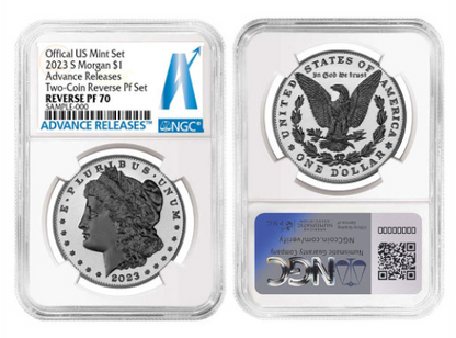 2023-S Reverse Proof Morgan and Peace Silver Dollar - 2pc Set - NGC PF70 Advance Releases