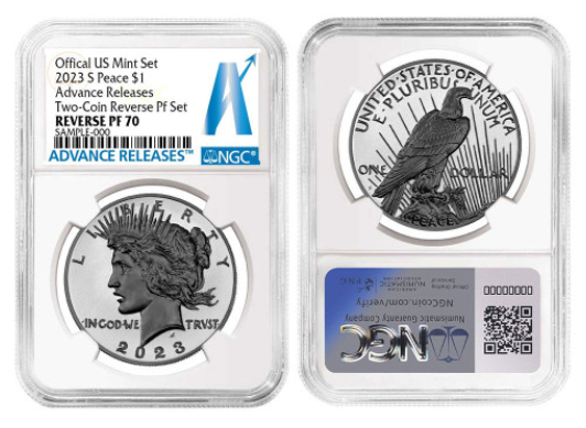 2023-S Reverse Proof Morgan and Peace Silver Dollar - 2pc Set - NGC PF70 Advance Releases