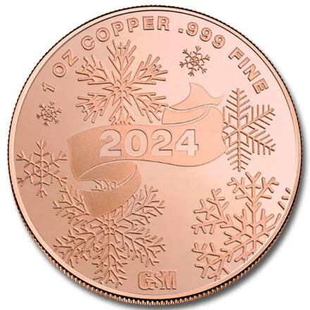 Holiday 1 oz Copper Round Set of 2 - Santa and Snowman - CoinsTV
