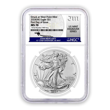 2024 (W) Silver Eagle - Business Strike - First Day of Issue - NGC MS70 John Mercanti Label