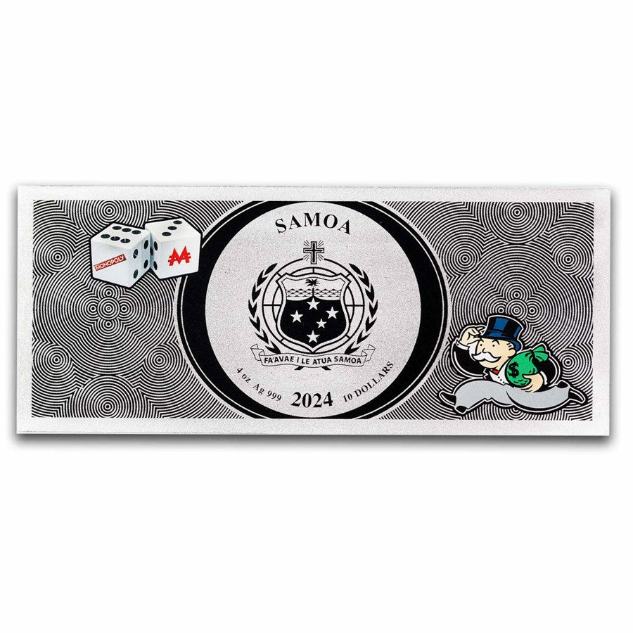 2024 Samoa Monopoly Colorized 4 oz Silver Bar Coin - CoinsTV