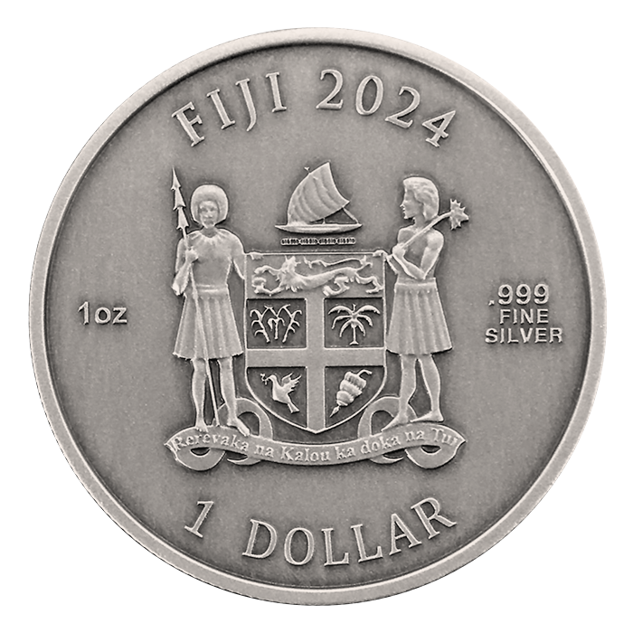 2024 Fiji Year of the Dragon 3D UHR Antiqued 1 oz Silver Coin - CoinsTV