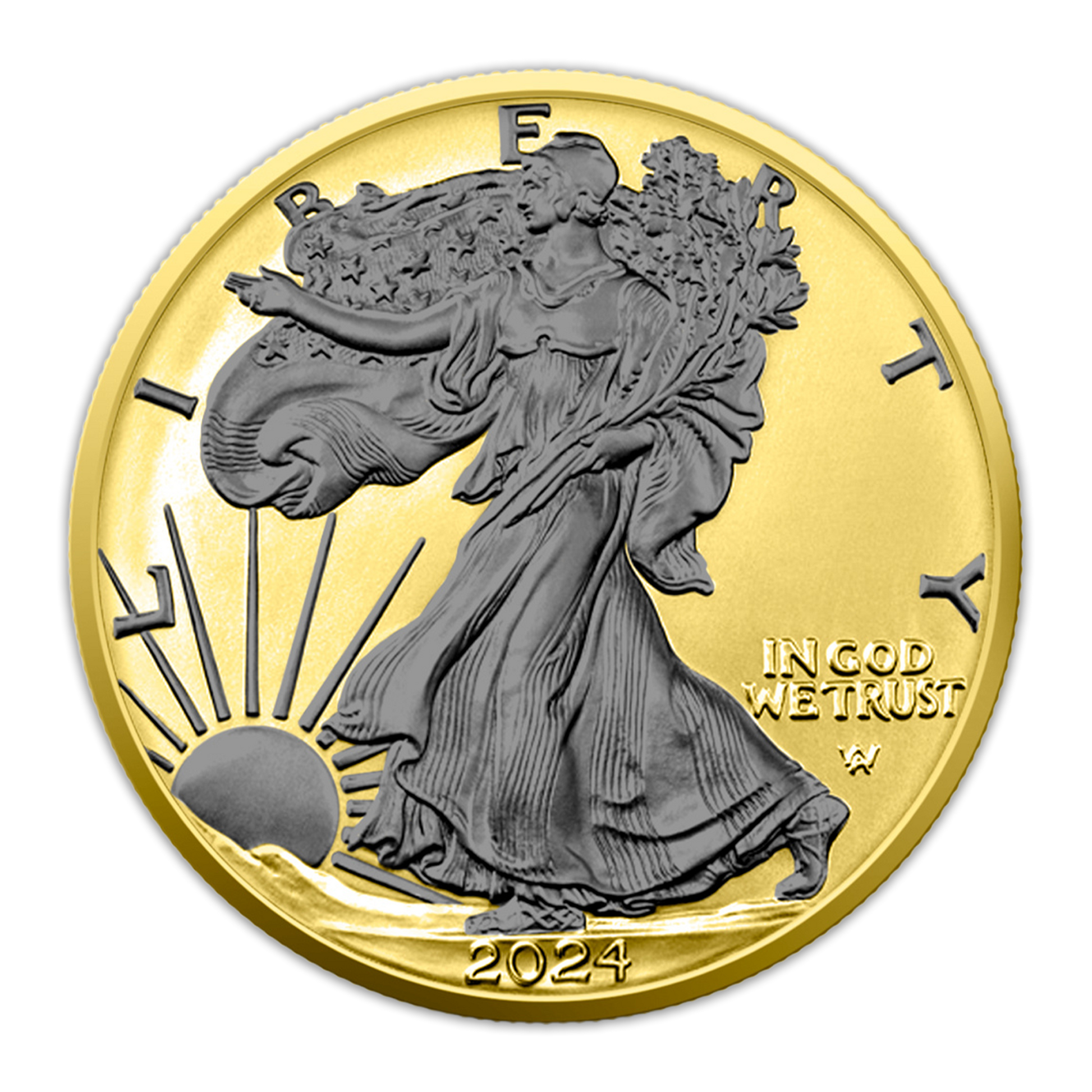 2024 Silver Eagle Reverse Black Ruthenium & Gold Enhanced 1 oz Silver - CoinsTV