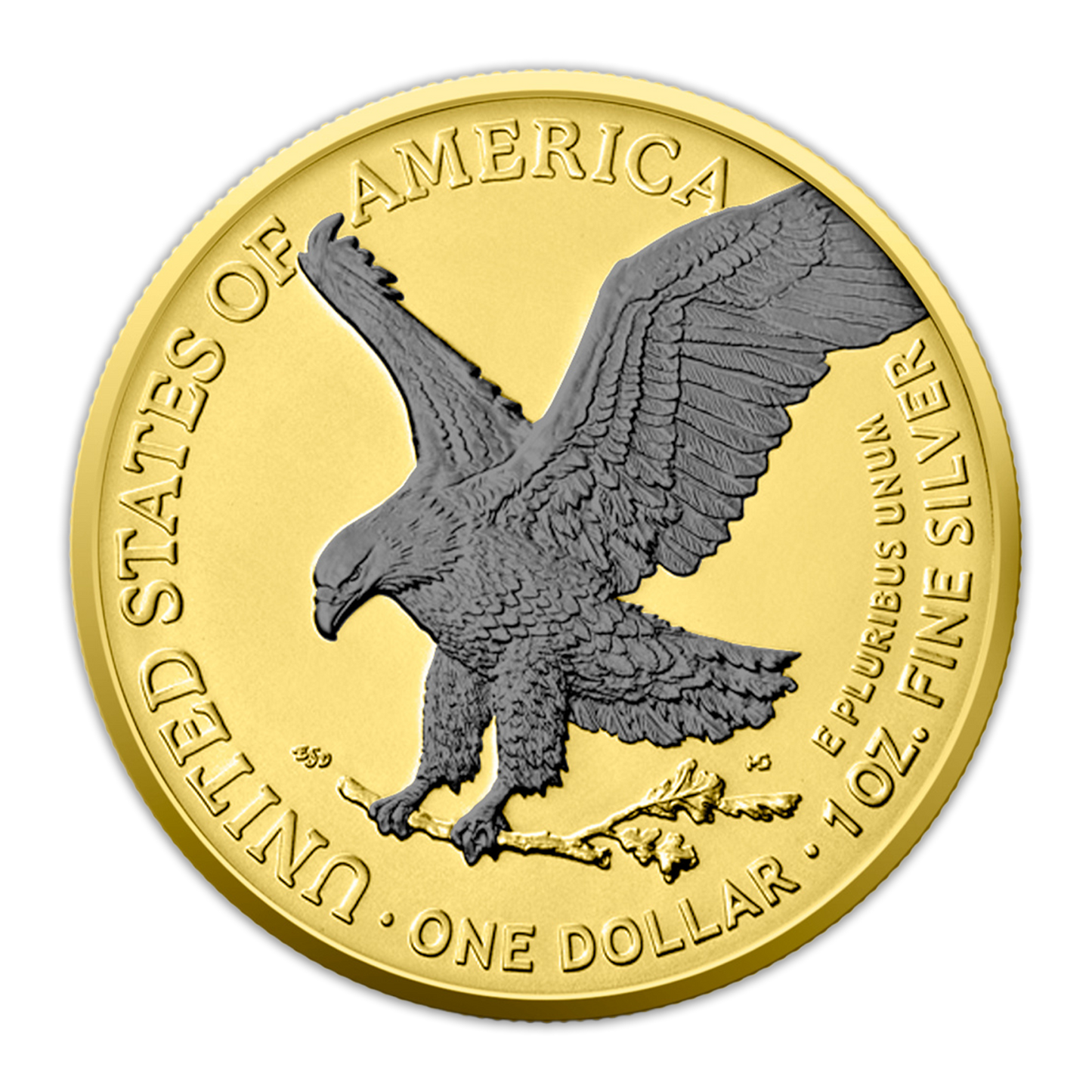 2024 Silver Eagle Reverse Black Ruthenium & Gold Enhanced 1 oz Silver - CoinsTV