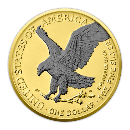 2024 Silver Eagle Reverse Black Ruthenium & Gold Enhanced 1 oz Silver - CoinsTV
