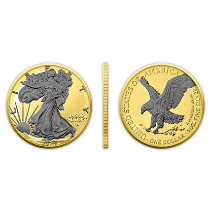 2024 Silver Eagle Reverse Black Ruthenium & Gold Enhanced 1 oz Silver - CoinsTV