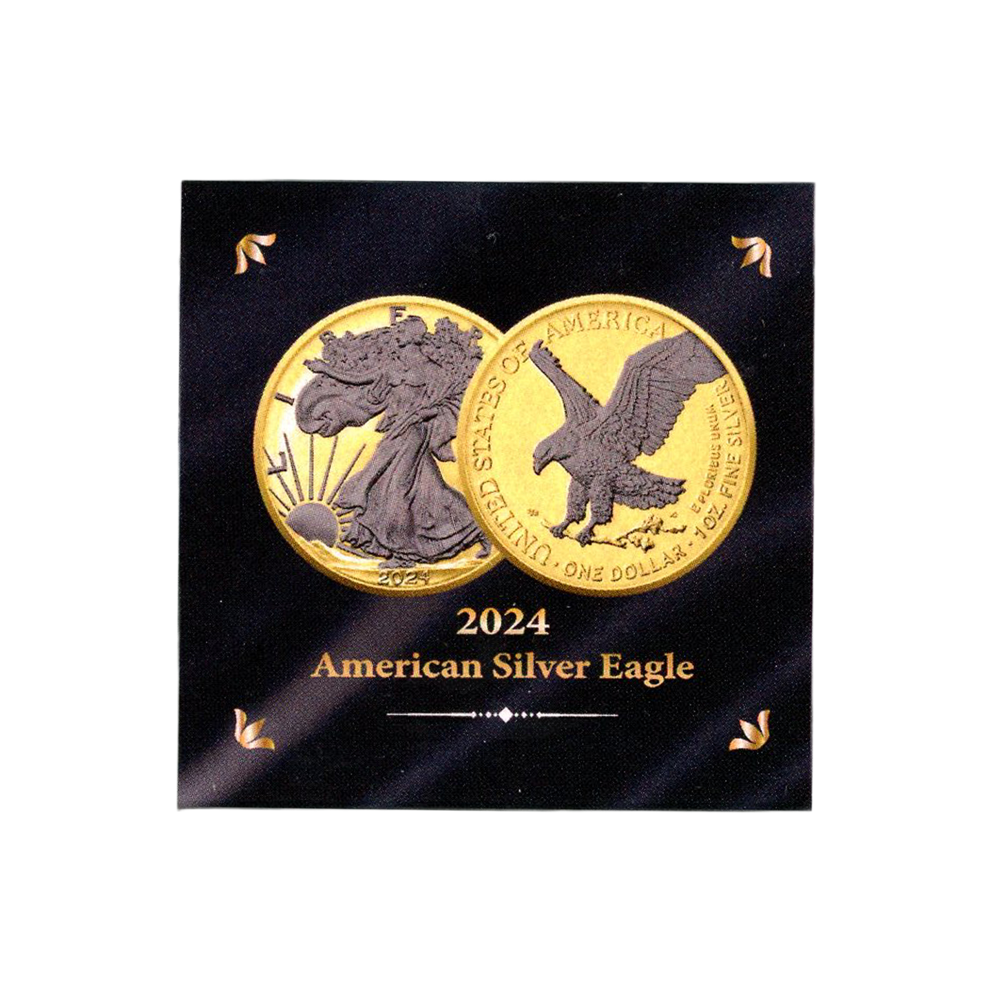 2024 Silver Eagle Reverse Black Ruthenium & Gold Enhanced 1 oz Silver - CoinsTV