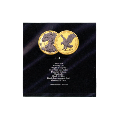 2024 Silver Eagle Reverse Black Ruthenium & Gold Enhanced 1 oz Silver - CoinsTV