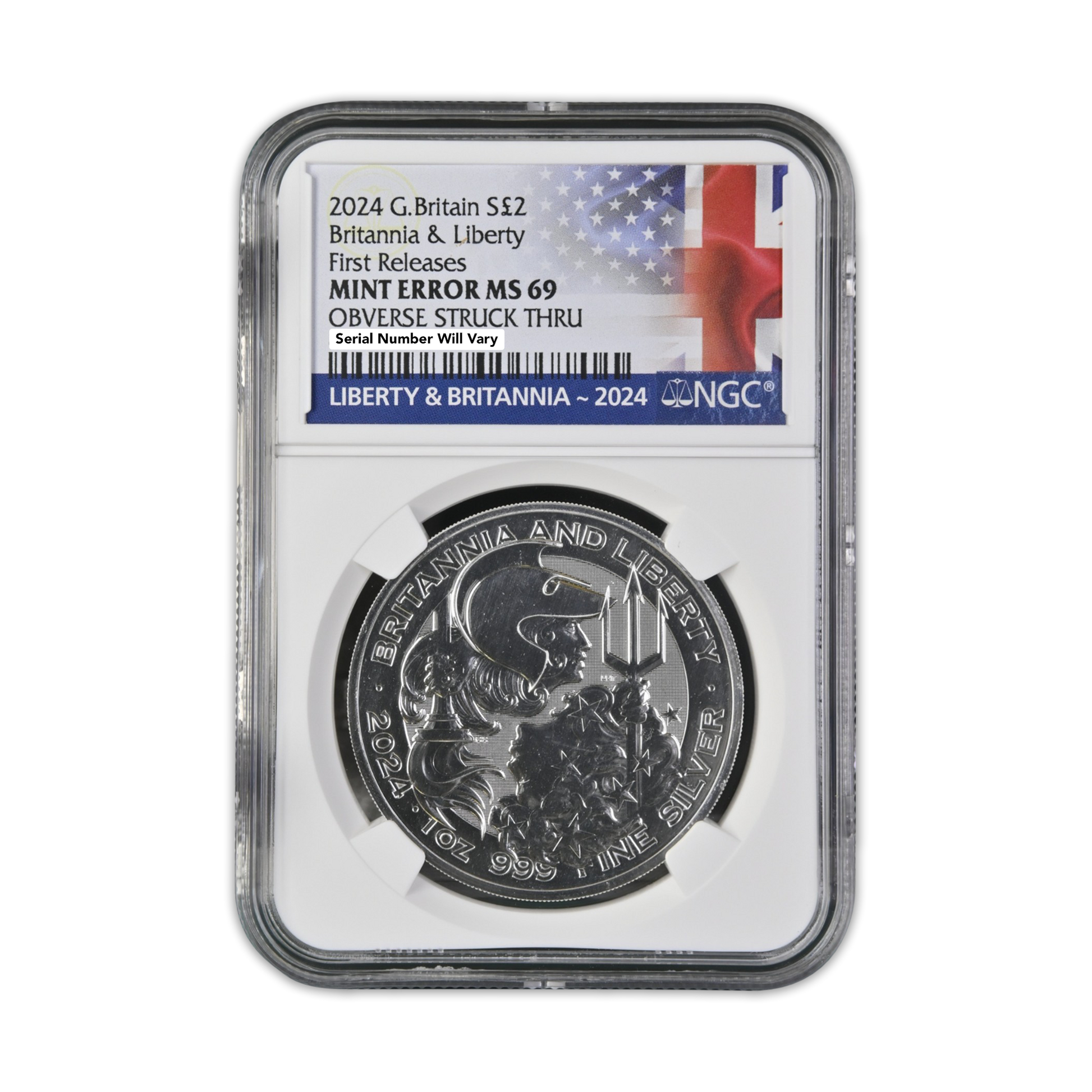 2024 Great Britain Britannia and Liberty - Obverse Struck Thru Error -  NGC MS69 First Releases 1 oz Silver - CoinsTV