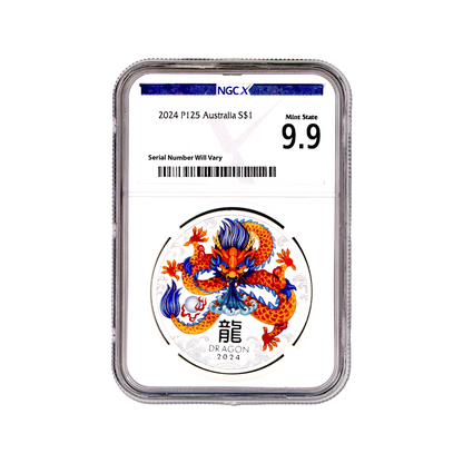 2024 Australia Lunar Year of the Dragon - NGCX MS9.9 1 oz Silver Colorized - CoinsTV