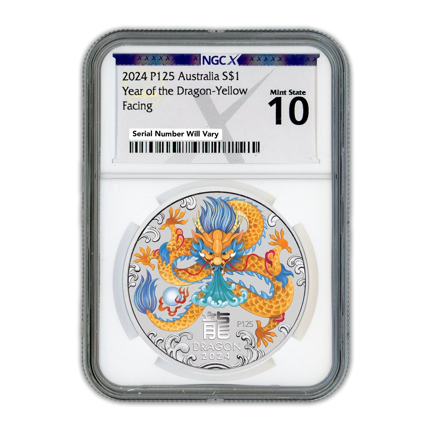 2024 Australia Lunar Year of the Dragon - NGCX MS10 1 oz Silver Colorized - CoinsTV