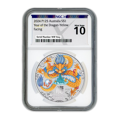 2024 Australia Lunar Year of the Dragon - NGCX MS10 1 oz Silver Colorized - CoinsTV