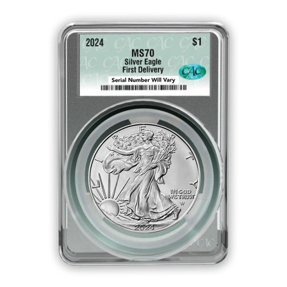 2024 Silver Eagle First Delivery - CAC MS70 - CoinsTV