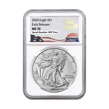 2024 Silver Eagle In God We Trust Label - NGC MS70 Early Releases