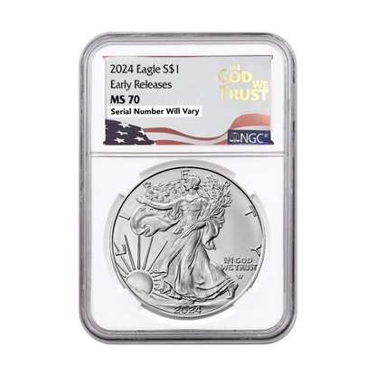 2024 Silver Eagle In God We Trust Label - NGC MS70 Early Releases