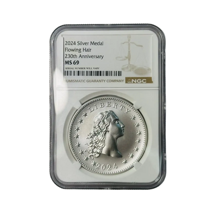 2024 Silver Flowing Hair 230th Anniversary Medal - NGC MS69