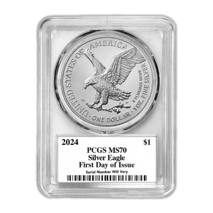 2024 Silver Eagle - Business Strike - Type 2 - PCGS MS70 First Day of Issue Trumans Triumph Label - CoinsTV
