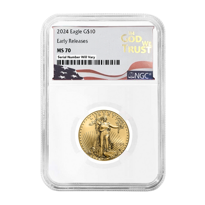 2024 $10 Gold Eagle in God We Trust Label - NGC MS70 Early Releases - CoinsTV