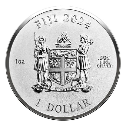2024  Fiji Year of the Dragon 3D  1oz Silver UItra High Relief - CoinsTV