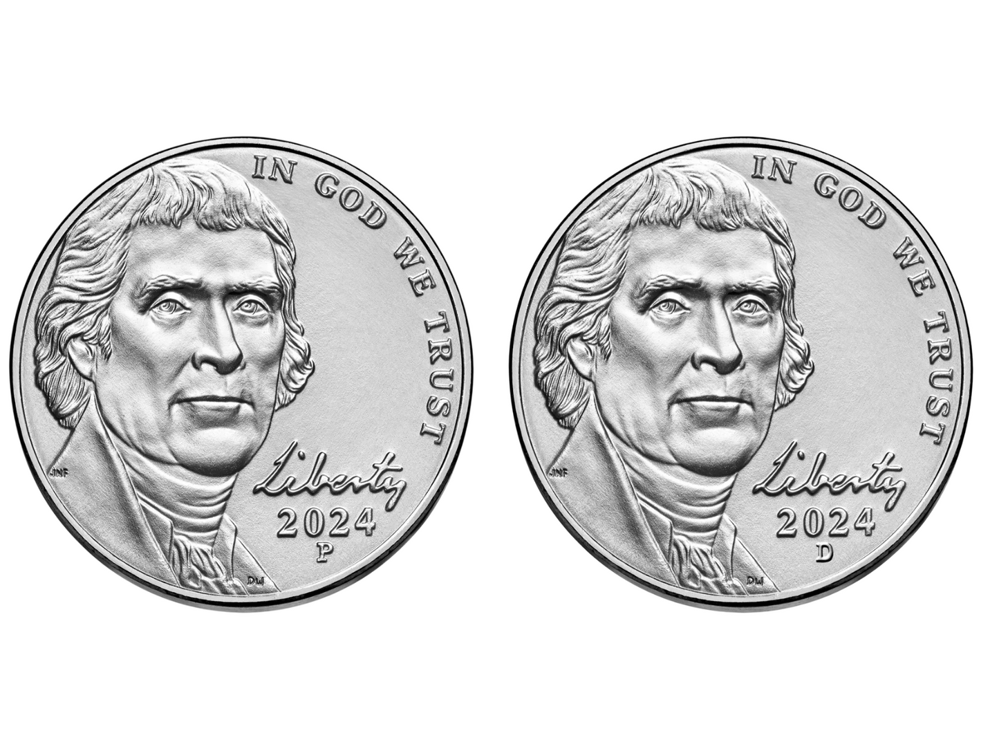 2024 Jefferson Nickel P & D Brilliant Uncirculated - 2 Pc Set - CoinsTV