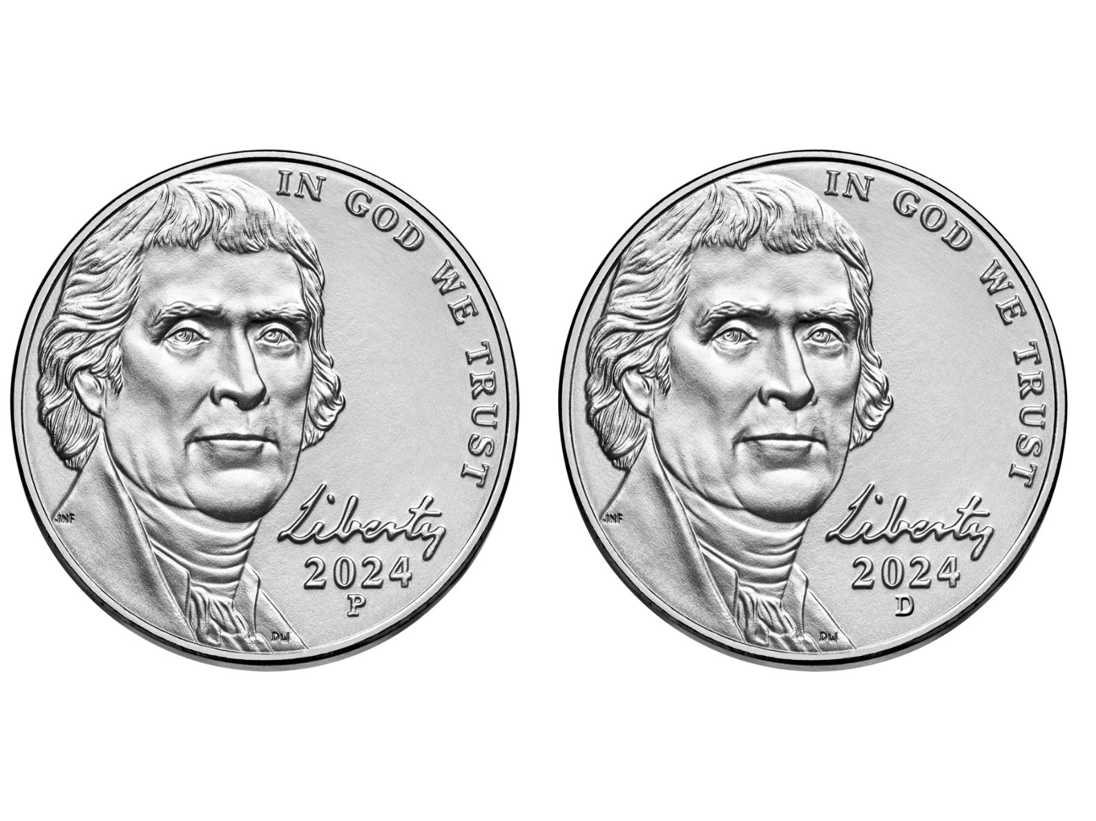 2024 Jefferson Nickel P & D Brilliant Uncirculated - 2 Pc Set - CoinsTV
