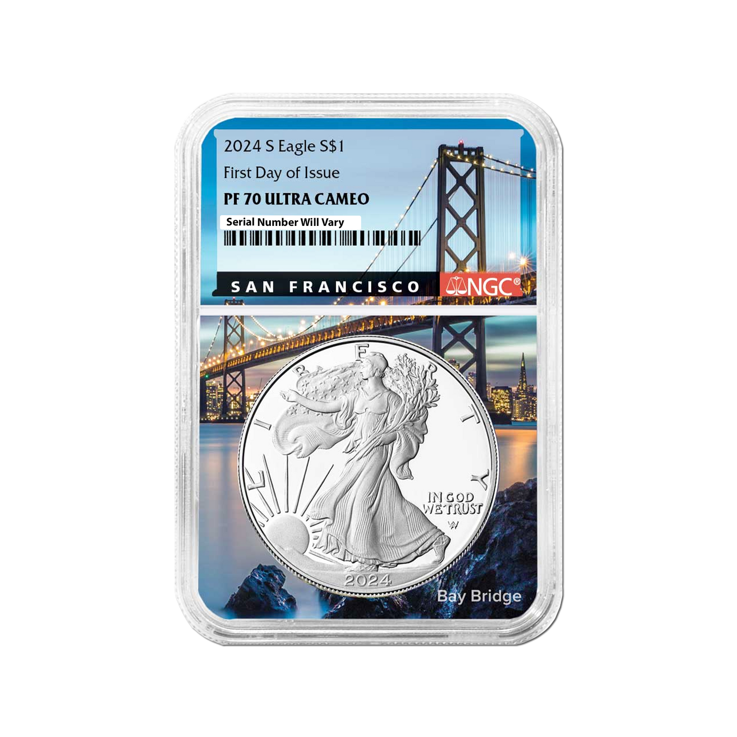 2024-S Silver Eagle - San Francisco Core - NGC PF70 UCAM FDI - CoinsTV