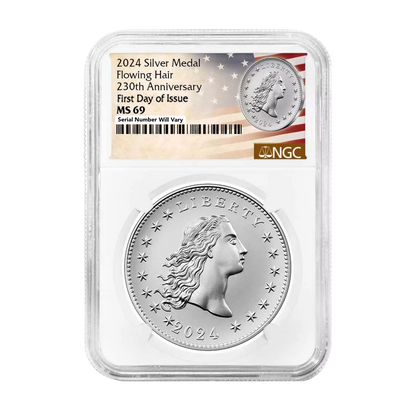 2024 230th Anniversary Flowing Hair Silver Medal - NGC MS69 FDI - CoinsTV