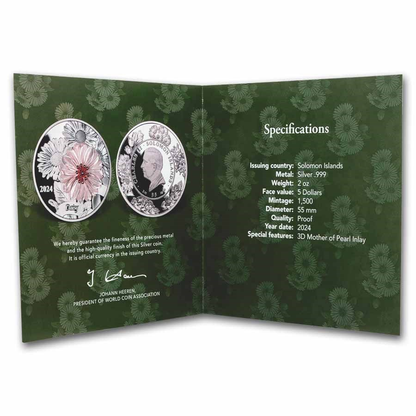 2024 Solomon Islands Daisy 2 oz Silver Proof Coin - CoinsTV