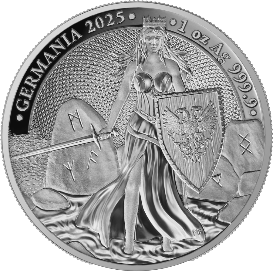 2025 Germania Lady Germania Proof 1 oz Silver Coin - CoinsTV